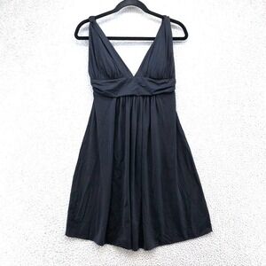Carmen Marc Valvo Swim Dress Womens Large L Black V-Neck Pleated Beach